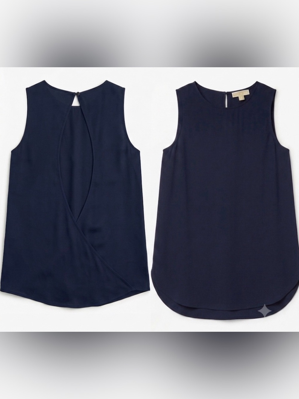 Michael Kors - 100% Silk - Sleeveless Open Back Navy Blue - Size 2XS